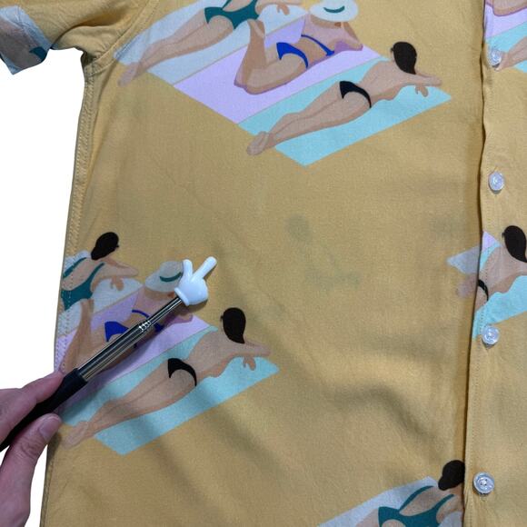 Duvin Design Co. "Have A Day" Button-Up Shirt Beach Sunbather Print Men Size M - Picture 9 of 11
